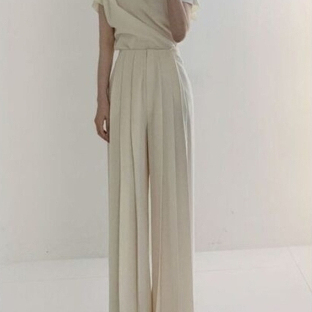 Commense Cream Wide-Leg Trousers